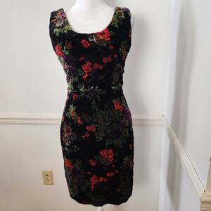 Vtg 90s Y2K Contempo Dress Sz 7 Juniors Velvet Floral Fairy Grunge WhimsiGoth